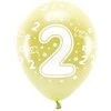 Balionai auksiniai "2 happy birthday" 33cm 6 vnt