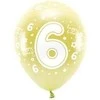 Balionai auksiniai "6 happy birthday" 33cm 6 vnt