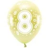Balionai auksiniai "8 happy birthday" 33cm 6 vnt