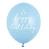 Party Deco Balionai "Happy birthday" melsvi 30cm 6 vnt
