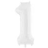 PartyDeco Balionas folinis skaičius 1 baltas 86cm