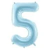 PartyDeco Folinis balionas "5" melsvas, 86 cm