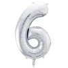 PartyDeco Balionas folinis skaičius 6 sidabrinis 86cm