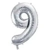 Party Deco Balionas folinis skaičius 9 sidabrinis 72cm
