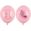 Party Deco Balionų rinkinys "1 gimtadienis" rausvi 30cm 6 vnt