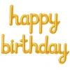 Folinio baliono girlianda „HAPPY BIRTHDAY“ – auksinė
