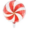 PartyDeco Folinis balionas "Saldainis Candy" balta raudona 35cm