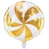 PartyDeco Folinis balionas "Saldainis Candy" balta geltona 35cm