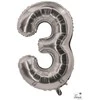 Folinis balionas skaičius 3 sidabrinis 85 cm