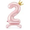 PartyDeco Folinis pastatomas balionas skaičius "2" rožinis 84cm