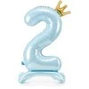 PartyDeco Folinis pastatomas balionas skaičius "2" melsvas 84cm