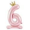 PartyDeco Folinis pastatomas balionas skaičius "6" rožinis 84cm