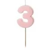 Party Deco Gimtadienio žvakutė su smeigtuku nr 3 rausva 5,5cm