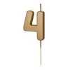 PartyDeco Gimtadienio žvakutė su smeigtuku nr 4 auksinė 4,5cm