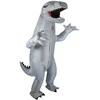 Pilkas pripučiamas dinozauro kostiumas