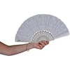 Vėduoklė balta su ornamentais 45 cm