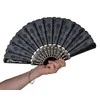 Vėduoklė juoda su ornamentais 45 cm