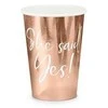 Vienkartiniai puodeliai rausvi "She said yes" 260ml 6 vnt