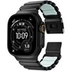 Nomad Stratos dirželis, juodo titano, švytinti ledinė mėlyna, FKM, Apple Watch 45/46/49 mm
