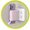 „Mobile Origin“ nešiojamoji baterija ir kelioninis įkroviklis, „Lightning“ / USB-C“ laidas, suderinamas su „MagSafe“ / „AW“ / „iPhone“, rožinis