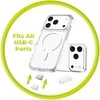 Mobile Origin USB-C prievado dulkių kamštis ir valymo šepetėlis CL1 Juodas/Skaidrus, tinka iPhone/Android