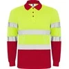 Roly Ilgomis rankovėmis techniniai polo marškiniai POLARIS L/S Darbo vieta raudona / fluoro geltona