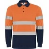 Roly Matomi techniniai polo marškiniai ilgomis rankovėmis POLARIS L/S Tamsiai mėlyna / fluorescencinė oranžinė