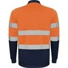 Roly Matomi techniniai polo marškiniai ilgomis rankovėmis POLARIS L/S Tamsiai mėlyna / fluorescencinė oranžinė