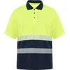 Roly Trumpomis rankovėmis techninio audinio polo marškiniai VEGA Tamsiai mėlyna / fluorescencinė geltona