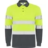 Roly Techniniai, gerai matomi ilgomis rankovėmis polo marškinėliai POLARIS L/S Švino/fluoro geltona
