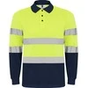 Roly Techniniai ilgomis rankovėmis polo marškiniai POLARIS L/S Tamsiai mėlyna / fluorescencinė geltona