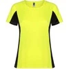 Roly Techniniai marškinėliai iš dviejų poliesterio audinių SHANGHAI WOMAN Fluoro geltona/juoda