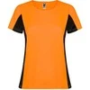 Roly Techniniai marškinėliai iš dviejų poliesterio audinių SHANGHAI WOMAN Fluoro oranžinė/juoda