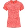 Roly Moteriški trumpų rankovių reglano marškiniai iš poliesterio AUSTIN WOMAN Heather fluor coral