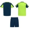 Roly Unisex sportinis komplektas: 2 marškiniai + šortai JUVE Fluoro žalia / tamsi mėlyna