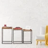 Relaxdays 3 dalių įstatomų staliukų komplektas iš mango medienos