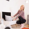 Relaxdays Aksominė pufa su daiktadėže