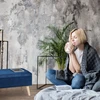 Relaxdays Aksominis pufas su daiktadėže