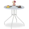 Relaxdays Apvalus baltas sodo stalas