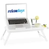 Relaxdays Baltas bambukinis nešiojamojo kompiuterio staliukas