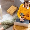Relaxdays Bambukinė kabelių laikymo dėžė su dangčiu
