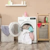 Relaxdays Bambukinė lentyna su skalbinių krepšiu