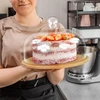 Relaxdays Bambukinė torto lėkštė su stikliniu dangčiu