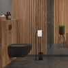 Relaxdays Bambuko ir nerūdijančio plieno WC rinkinys juodos spalvos