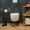 Relaxdays Bambuko ir nerūdijančio plieno WC rinkinys juodos spalvos