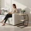 Relaxdays C formos šoninis staliukas su 2 lentynomis