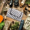 Relaxdays Dryžuota pikniko antklodė pilkai-balta