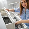 Kodustaar Išplečiamas plastikinis stalo įrankių dėklas, juodas