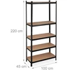 Relaxdays Itin tvirtas lentynų stelažas 220 cm juodas