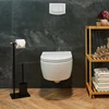 Relaxdays Juodas bambuko ir nerūdijančio plieno WC rinkinys